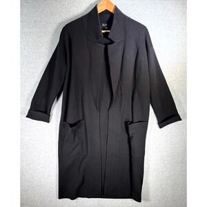 J.Crew Open Cardigan Merino Wool Blend Womens XS Black Knitted Long Sleeve